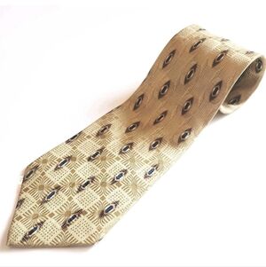 VTG Bill Blass Black Label 100% Silk Gold & Blue Mens Designer Long Necktie, EUC